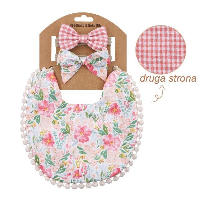 Zestaw Dwustronny Śliniaczek I Opaski W Stylu Vintage/Boho