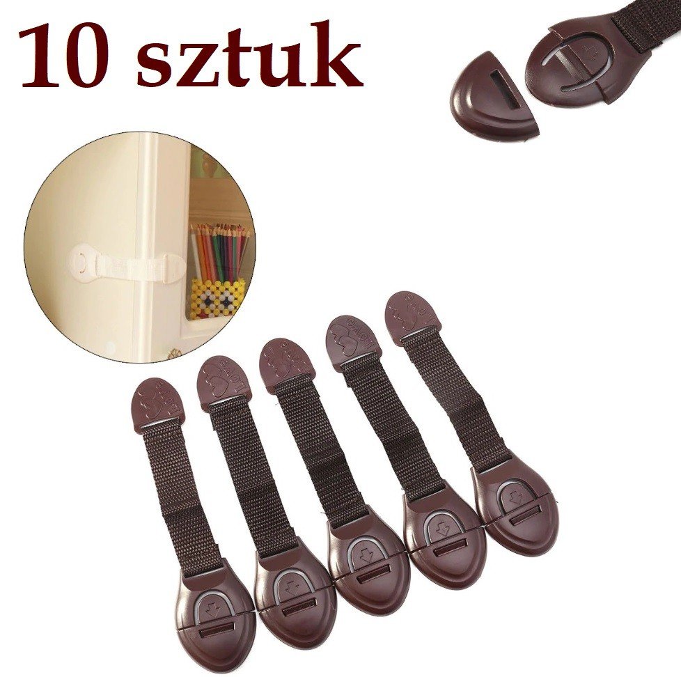 Zabezpieczenie Szafek, Blokada Do Szuflad Brąz 10Szt
