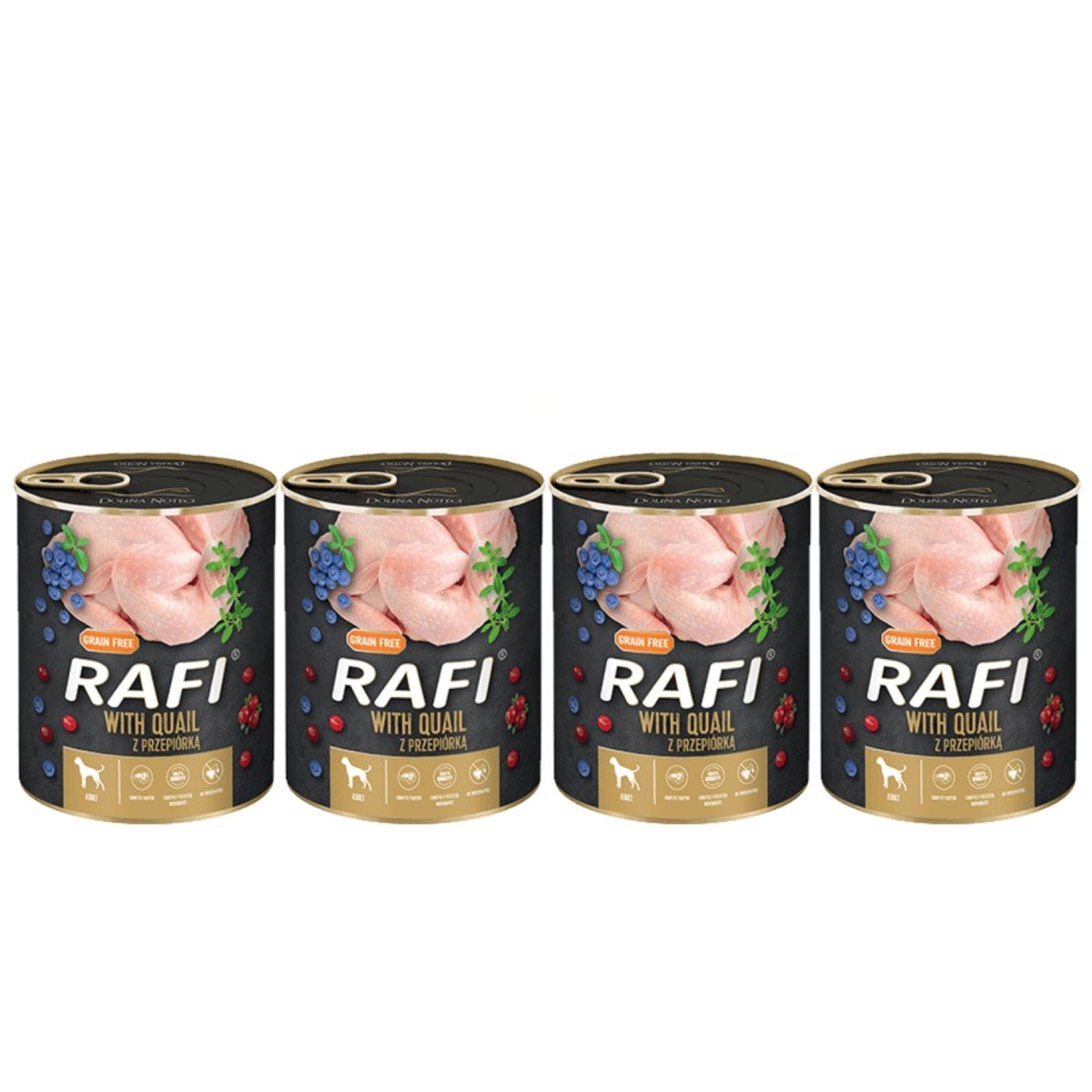 4x RAFI Z PRZEPIÓRKĄ, BORÓWKĄ I ŻURAWINĄ - KARMA DLA PSA 400G
