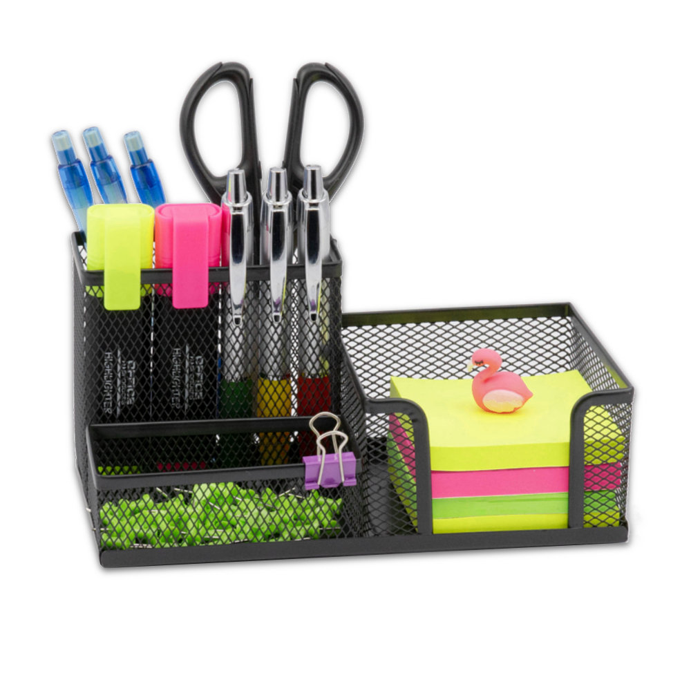 PRZYBORNIK BIURKO ORGANIZER METAL SIATKA LAKIER