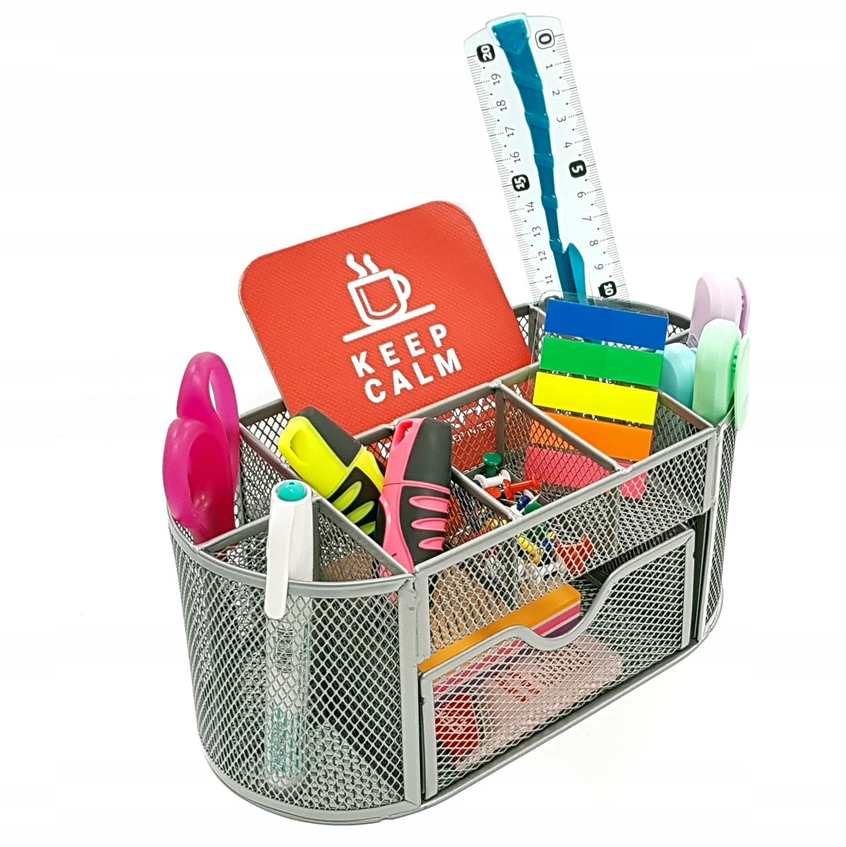 Przybornik Pojemnik Biurko Organizer Metal Siatka