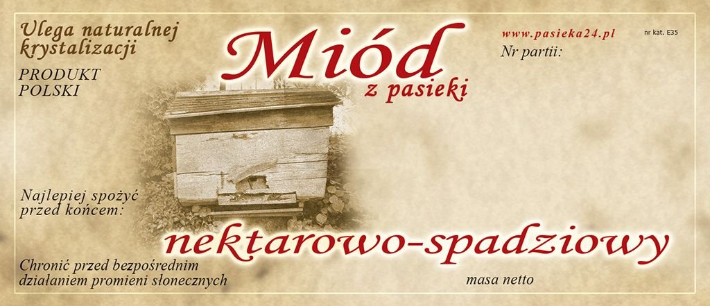 Paczka etykiet na miód nektarowo-spadziowy (100szt) - wzór E35