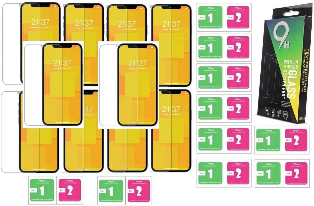 x10 Szkło Hartowane 9H do iPhone 12 Pro Max Zestaw