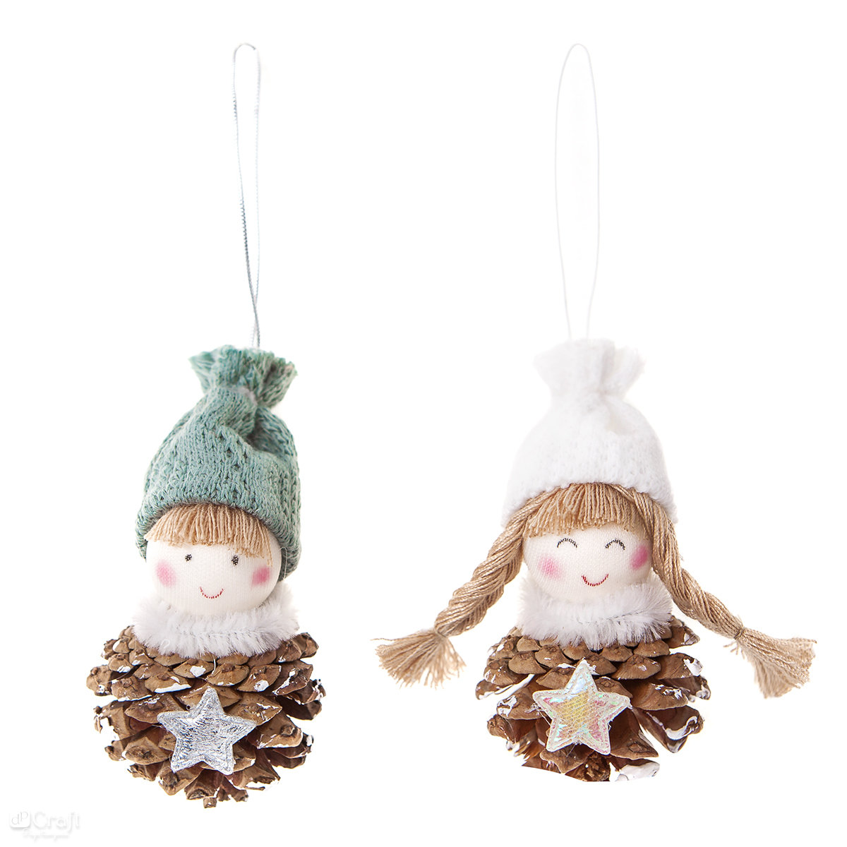 Zawieszki dziewczynka & chłopiec 9 cm, 2 szt. miętowy biały