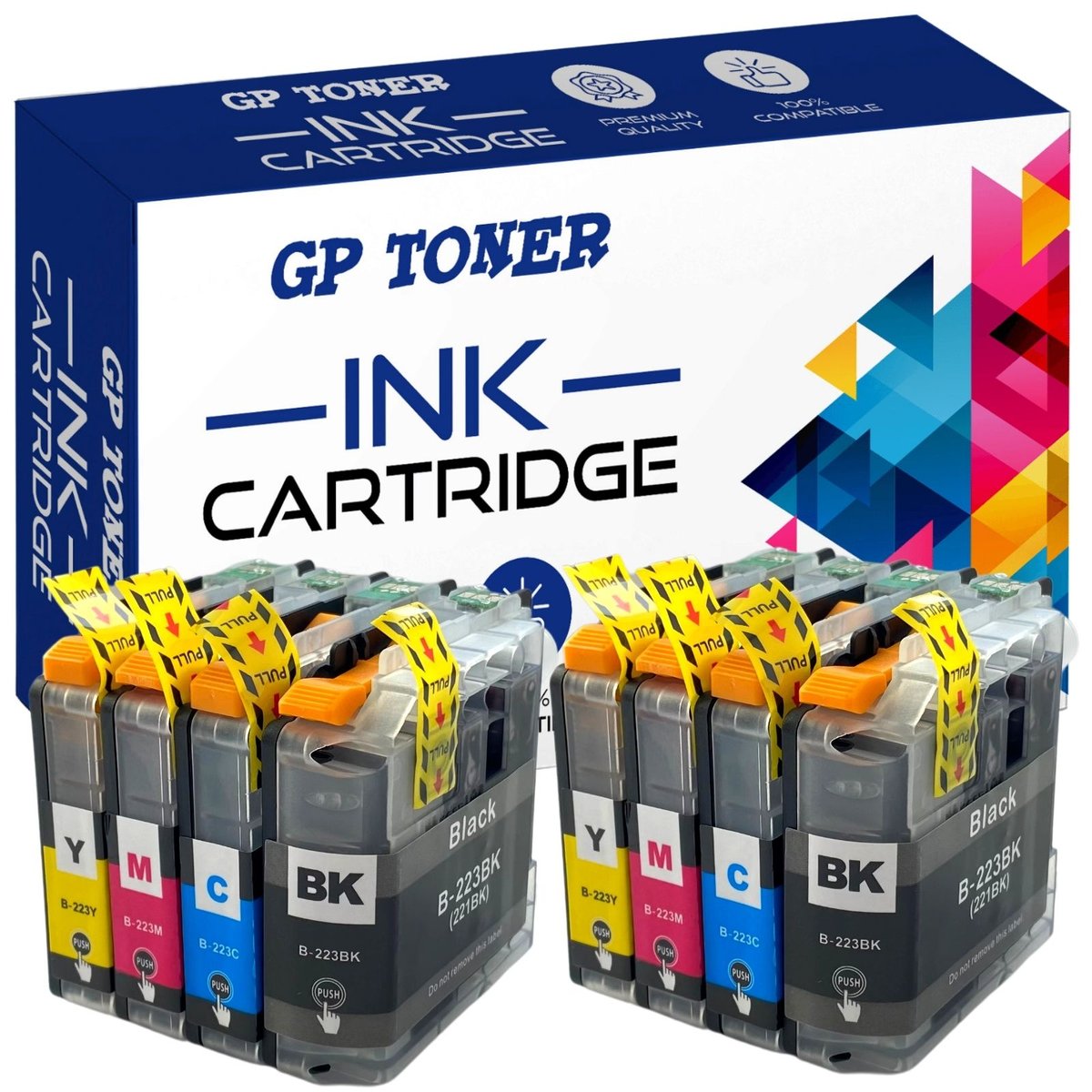 Gp Toner 8x Tusz Zamiennik Brother LC223 Brother DCP-J4120dw MFC-J4420dw J4620dw J5620dw - GP-B223CMYKX2 XL ZESTAW GP-B223XL CMYK X2