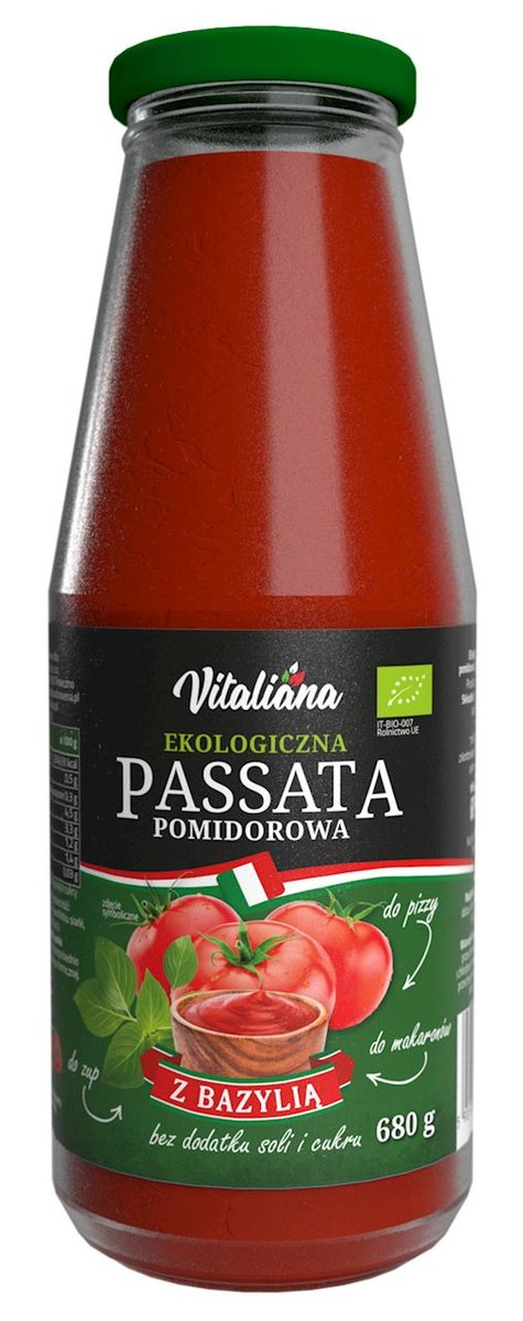 Vitaliana Passata Pomidorowa z Bazylią BIO 680g - Vitaliana
