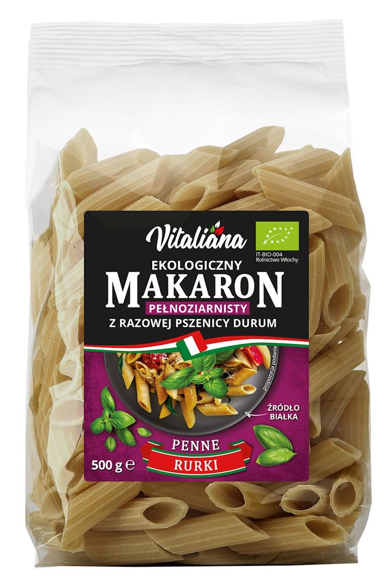 Vitaliana Makaron z razowej pszenicy durum penne 500 g Bio