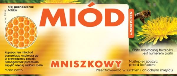 Paczka etykiet na miód mniszkowy (100szt) - wzór E1034