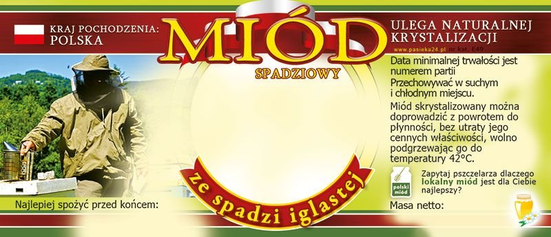 Paczka etykiet na miód ze spadzi iglastej (100szt) - wzór E57