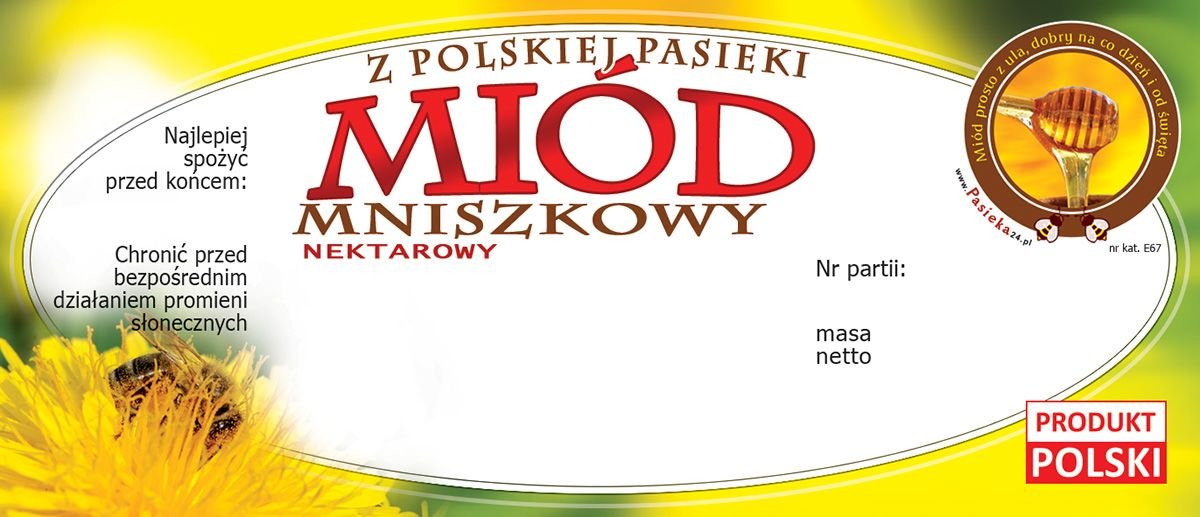 Paczka etykiet miód mniszkowy (100szt) - wzór E67
