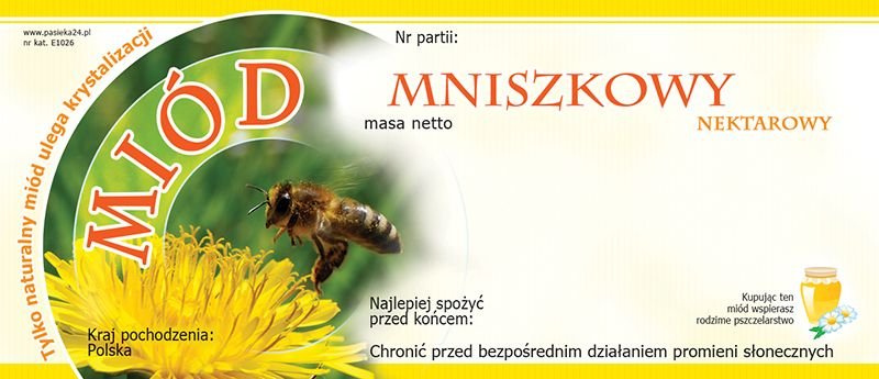 Etykiety na Miód Mniszkowy (100szt) - wzór E1026