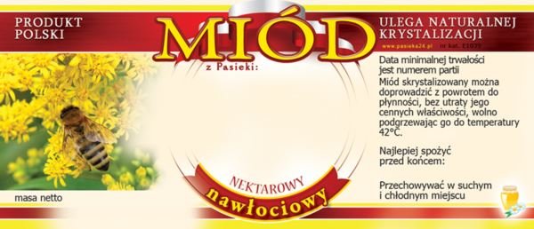 Paczka etykiet na miód nawłociowy (100szt) - wzór E1039