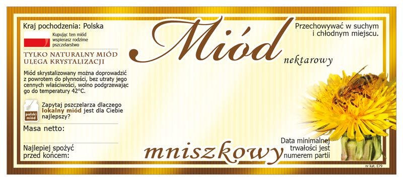 Paczka etykiet na miód mniszkowy (100szt) - wzór E79