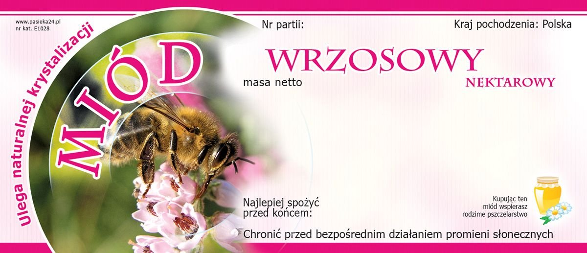 Paczka etykiet na miód wrzosowy 116x50 (100szt) - wzór E1028