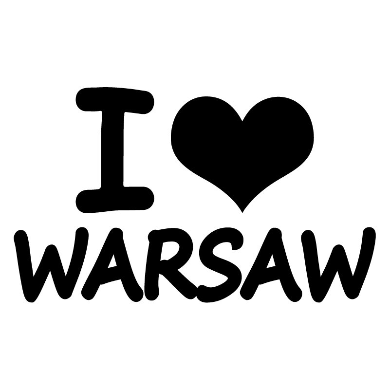 Naklejka na auto I LOVE WARSAW na szybę 10 cm