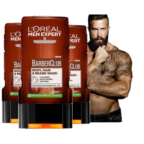 Loreal Men Barber Club, Żel pod prysznic, 3x300ml
