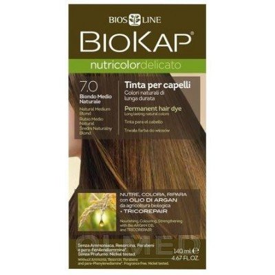 Biokap NUTRICOLOR DELICATO farba do włosów w kolorze 7.0 średni naturalny blond 140 ml