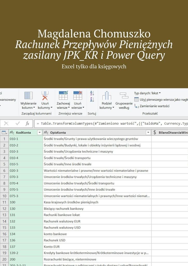 Rachunek Przepływów Pieniężnych zasilany JPK_KR i Power Query