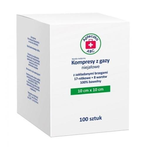 SILESIAN PHARMA SP ZOO Kompresy z gazy niejałowe 17-nitkowe 8-warstwowe 10 x 10 cm x 100 szt Apteczka ABC