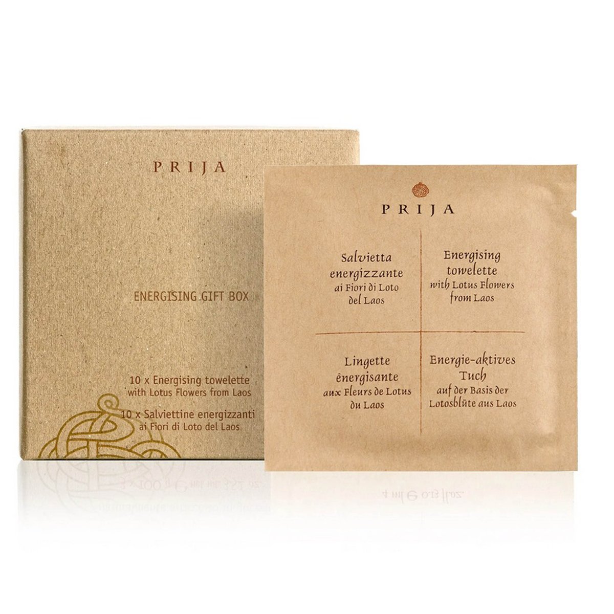 Prija, Zestaw Chusteczka energetyzująca z kwiatem lotosu, Uniwersalny, 10szt x 4ml