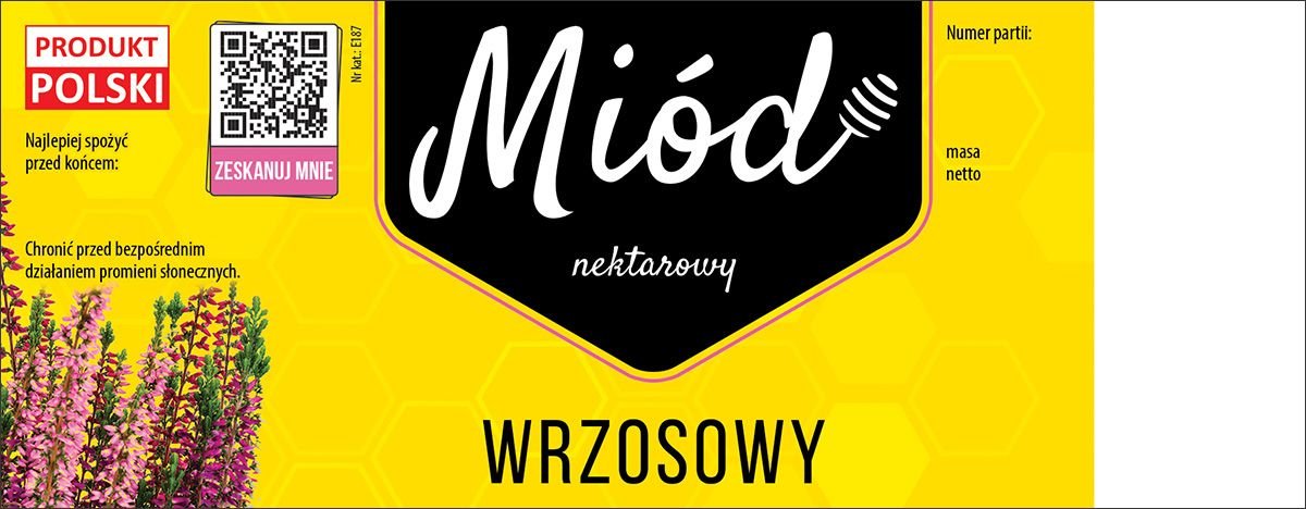 Paczka dużych etykiet na miód wrzosowy (100szt) - wzór E187