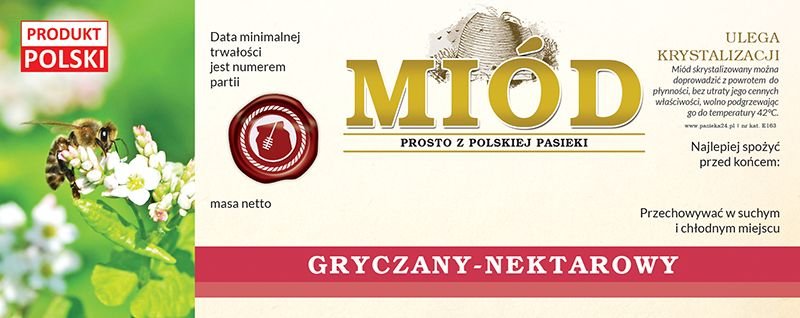 Paczka dużych etykiet na miód gryczany (100szt) - wzór E163
