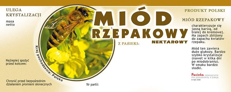 Etykiety na Miód Rzepakowy (100szt) - wzór E103