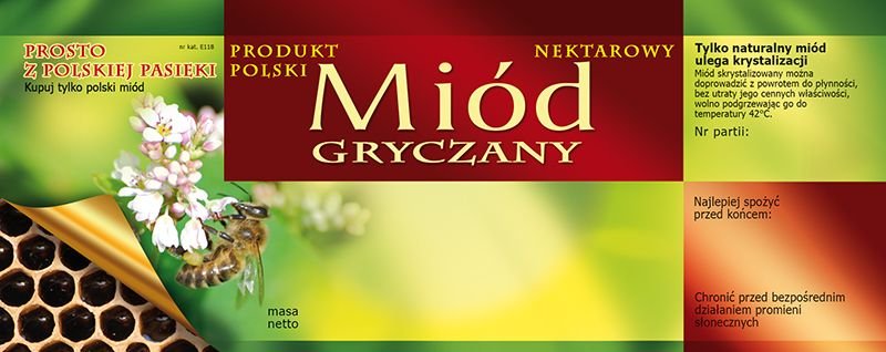 Etykiety na Miód Gryczany (100szt) - wzór E118