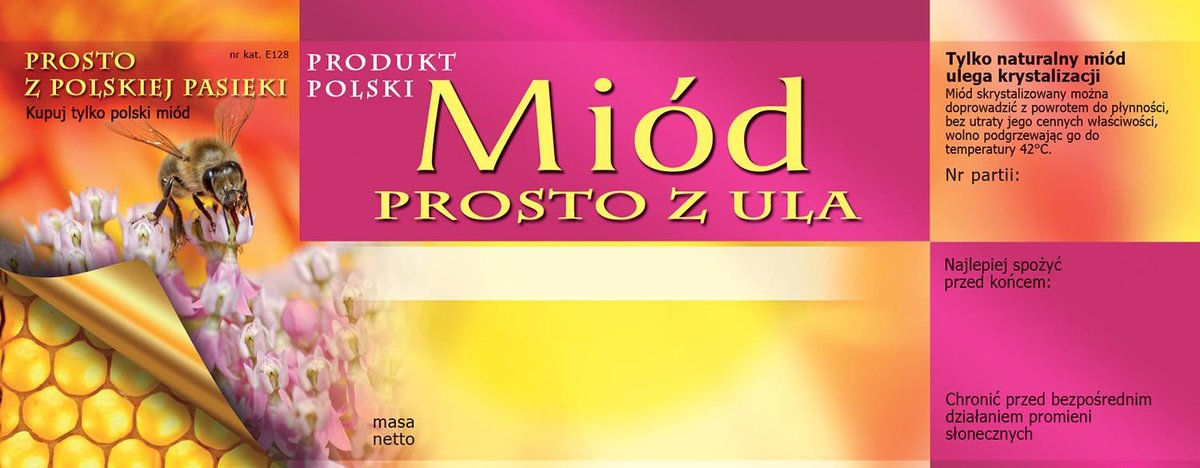 Etykiety na Miód Prosto z Ula (100szt) - wzór E128