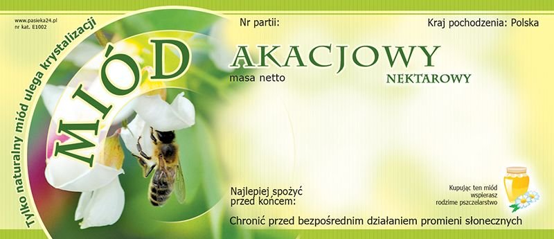 Etykiety na Miód Akacjowy (100szt) - wzór E1002