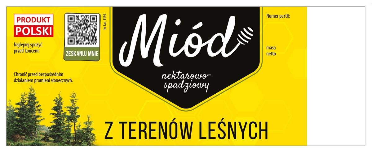 Paczka dużych etykiet na miód z terenów leśnych (nekt-spadziowy) (100szt) - wzór E195