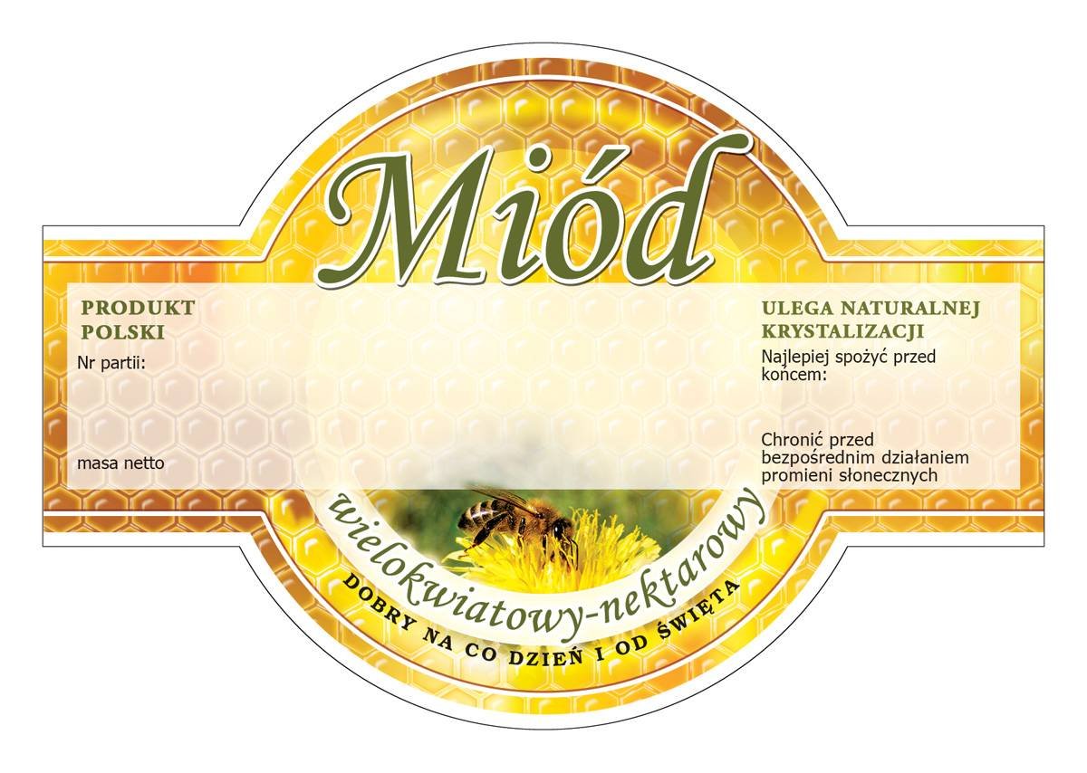 Paczka etykiet okrągłych na miód wielokwiatowy (100szt) - wzór E252