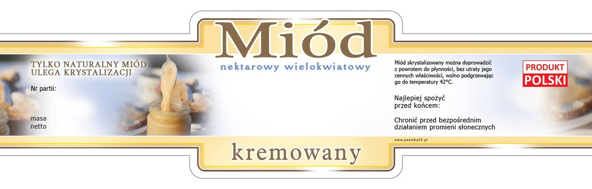 Paczka etykiet na miód kremowany 185x55 (100szt) - wzór E225