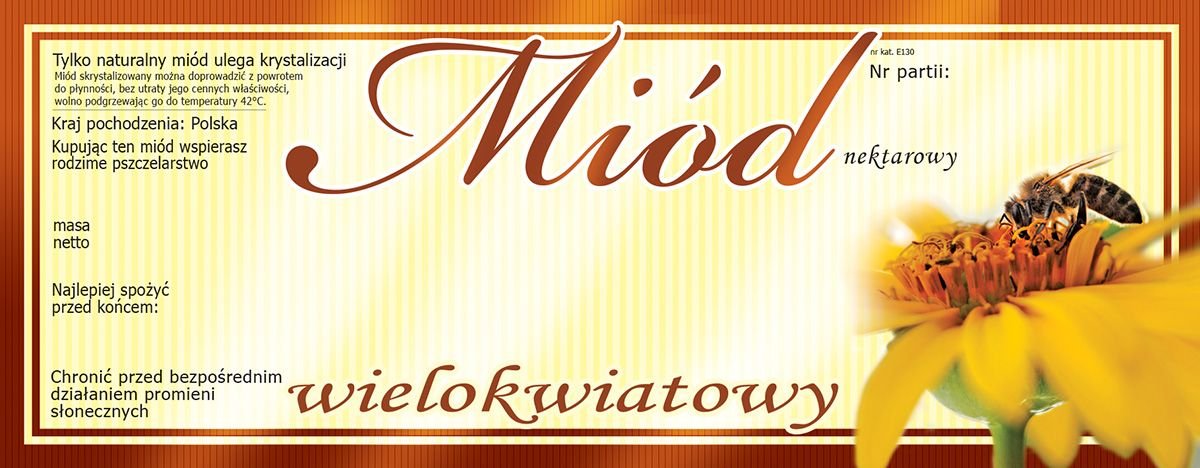 Etykiety na Miód Wielokwiatowy (100szt) -wzór E130