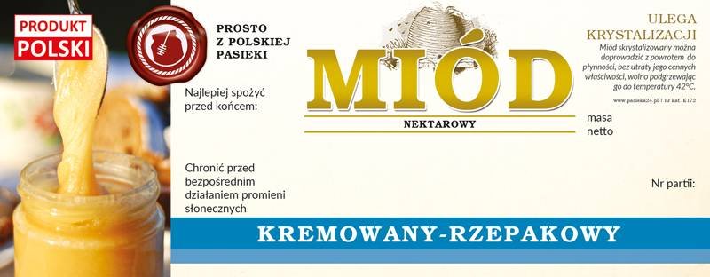 Paczka dużych etykiet na miód rzepakowy kremowany (100szt) - wzór E172