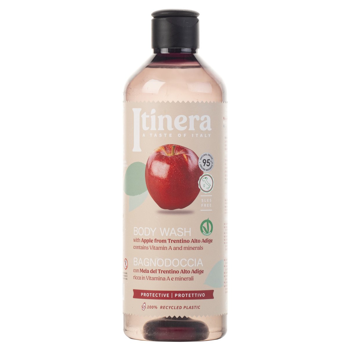 Itinera, Ochronny żel pod prysznic jabłko z Trentino, 95% naturalnych składników, 370 ml