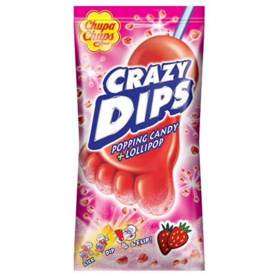 Chupa Chups Crazy Dips Lizak stopa strzelający 14g