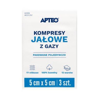 Synoptis PHARMA SP. Z O.O. APTEO Kompresy gazowe jałowe APTEO CARE 5cmx5cm 90561