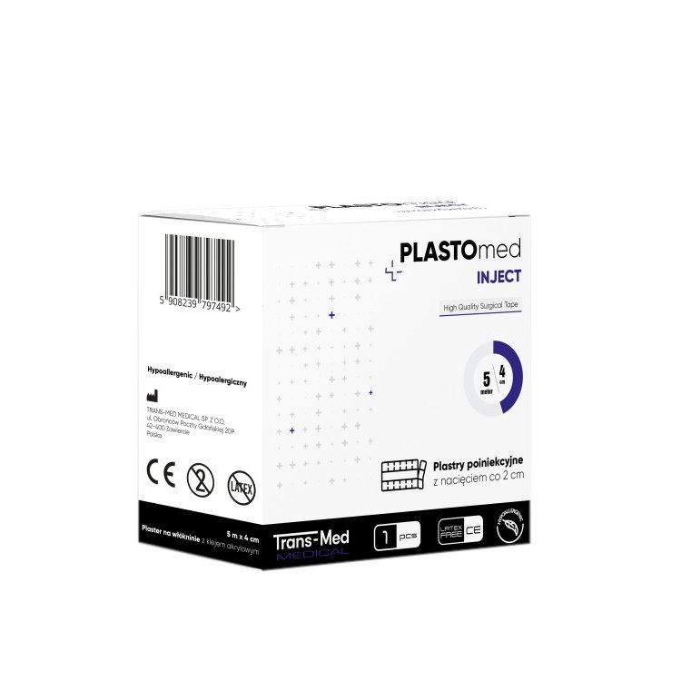 Plastry poiniekcyjne z nacięciem Plastomed Inject, 250 szt.