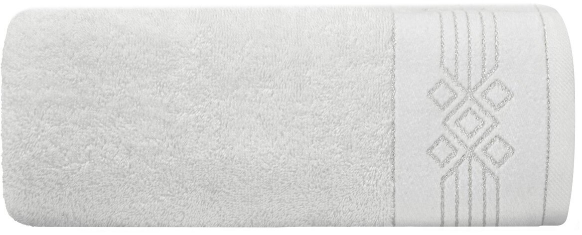 Ręcznik bawełniany, 50x90, biały z bordiurą, R173-01