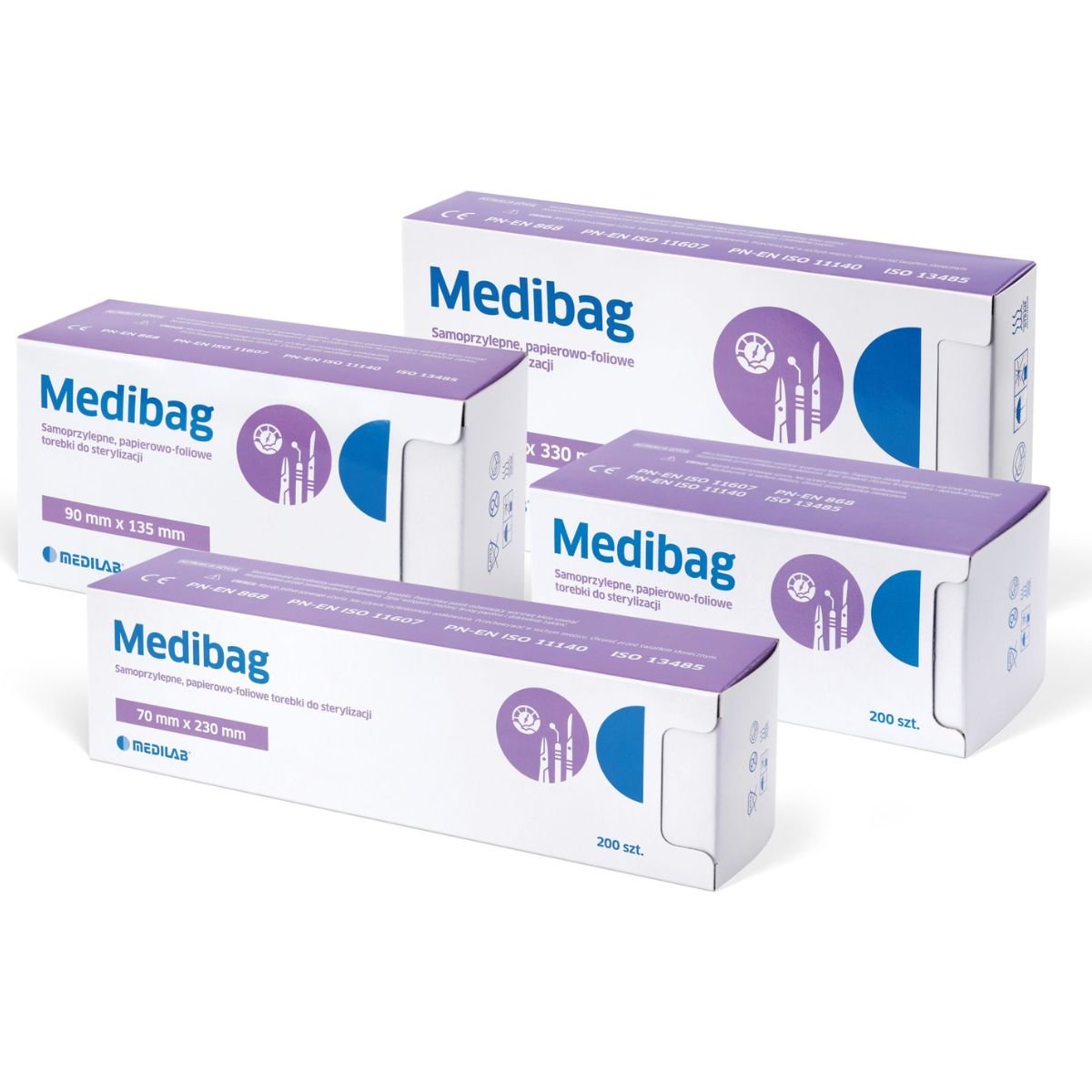 MEDILAB MEDILAB Torebki do sterylizacji - samoprzylepne, papierowo-foliowe 100 mm x 230 mm 200szt