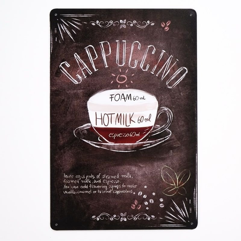 Plakat Tabliczka dekoracyjna metalowa BEAN CAPPUCCINO