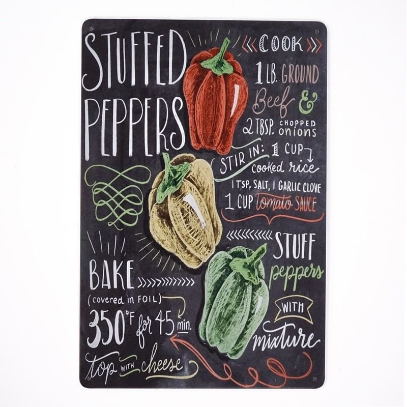 Plakat Tabliczka dekoracyjna metalowa FOOD STUFFED PEPPERS