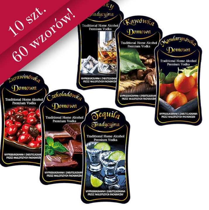 ETYKIETY NA ALKOHOLE PREMIUM - RÓŻNE WZORY - 10 szt.