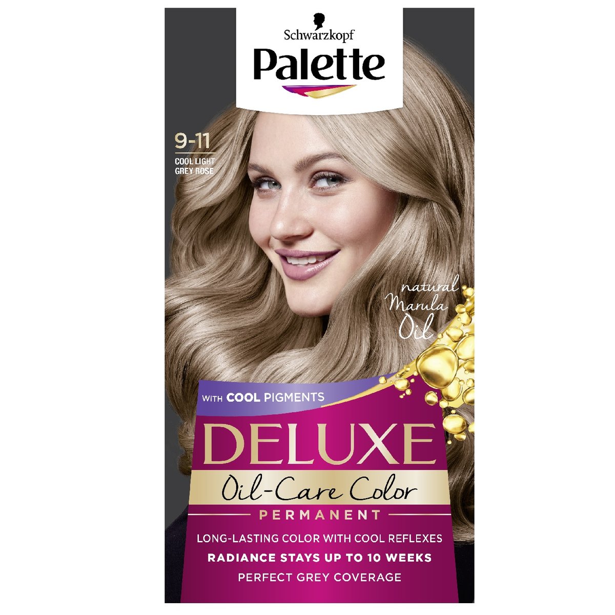 Deluxe Oil-Care Color farba do włosów trwale koloryzująca z mikroolejkami  9-11 Chłodny Lekki Różany Blond