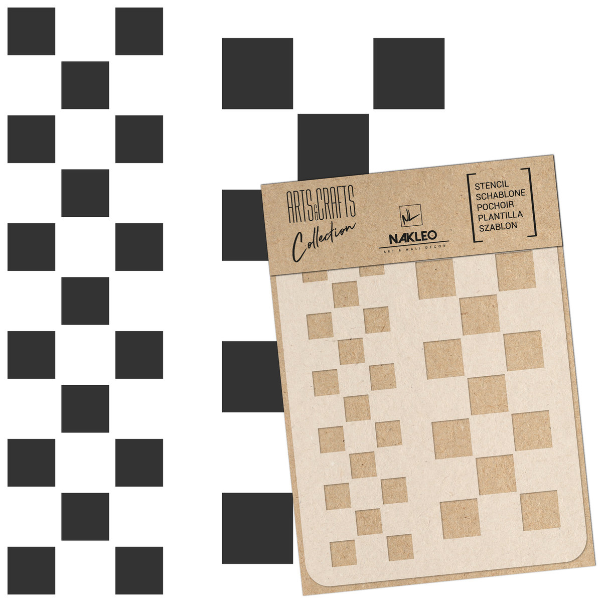 szablon malarski scrapbooking – craft // SZACHOWNICA – KWADRATY - A5 (15x21cm)