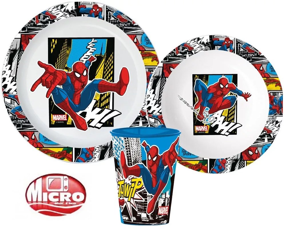 Zestaw Naczyń Obiadowy Śniadaniowy SPIDERMAN Dziecięcy