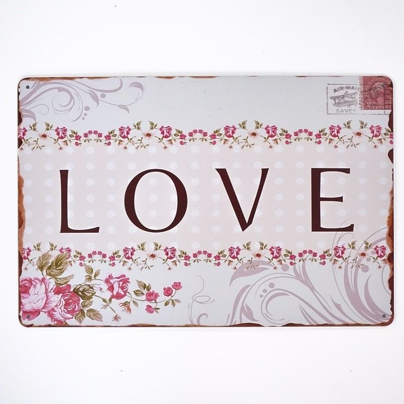 Plakat Tabliczka dekoracyjna metalowa FLOWERS LOVE