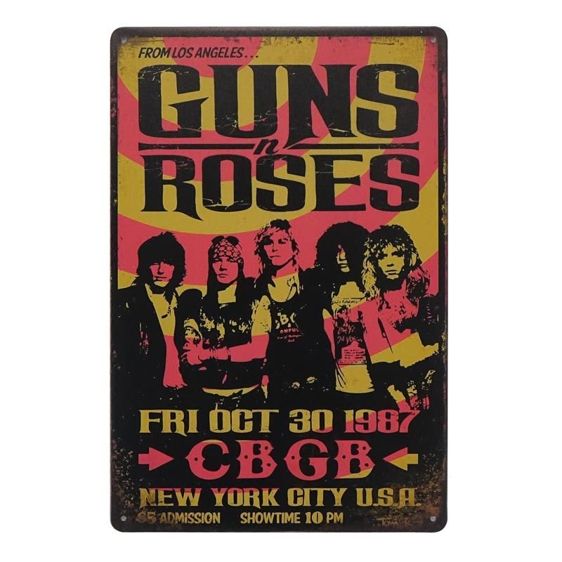 Plakat Tabliczka dekoracyjna metalowa GUNS N’ROSES CBGB