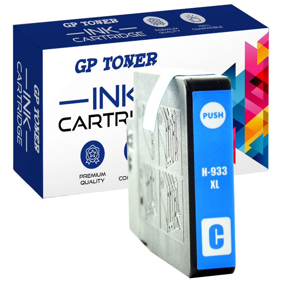 Tusz do HP OfficeJet 6100 6600 6700 7110 7510 7600 7610 7612 932XL 933XL Cyan